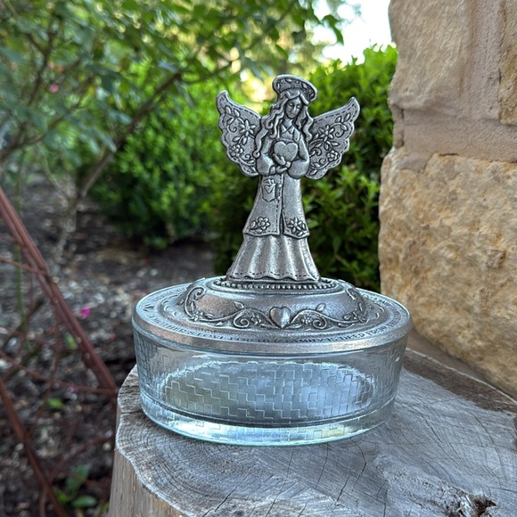 Vintage Pewter and Glass Angel Candy Dish - Picture 14 of 14